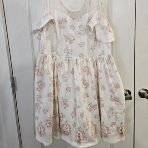 Hot Topic Live Action Beauty and the Beast White Floral Dress with Pockets